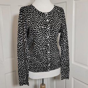 NWT Talbots Black and White Print Cardigan Size Medium